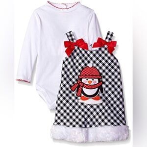 Youngland Baby Girls' Plaid Penguin Dress size 2/3T Holiday Party Outfit